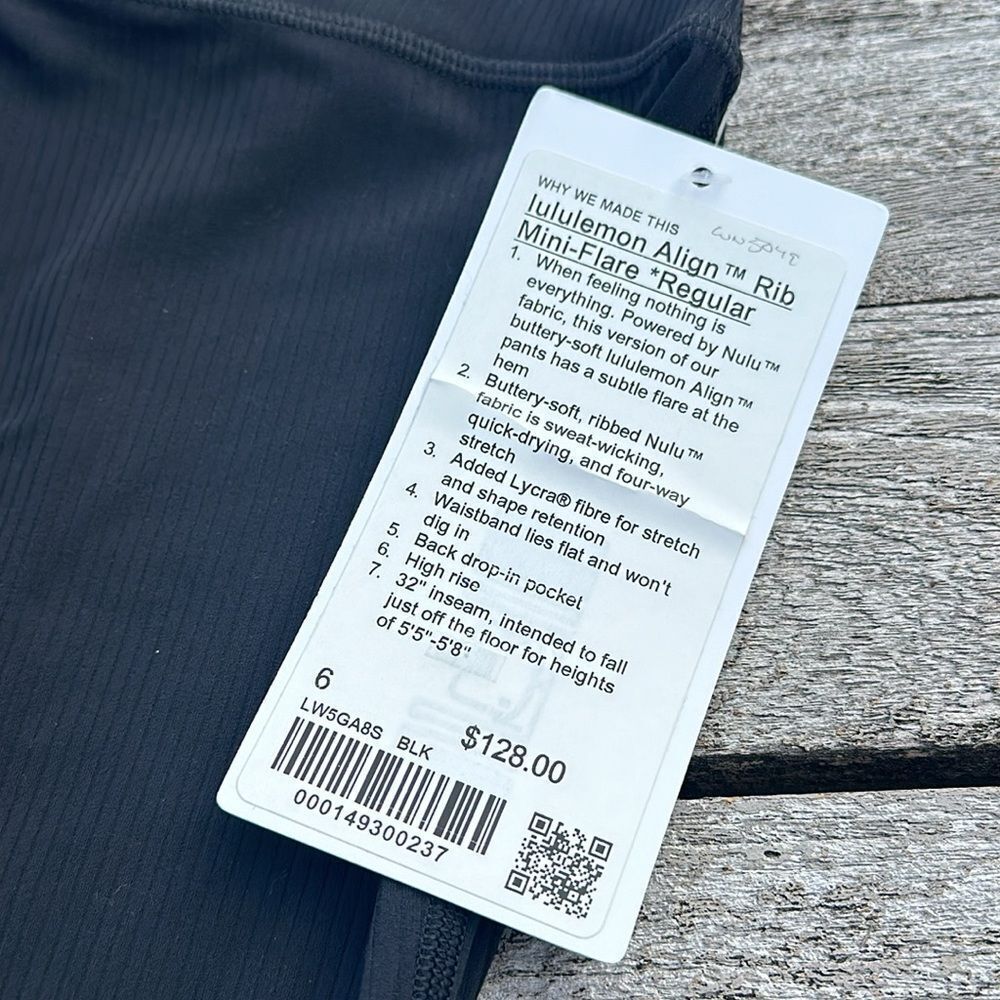 Lululemon Align High-Rise Ribbed Mini-Flared Pant Regular Black size 6 Nwt - Picture 4 of 7
